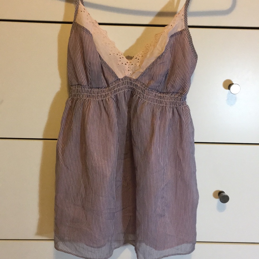 I heart Ronson tank top pink and blue stripes Sz S